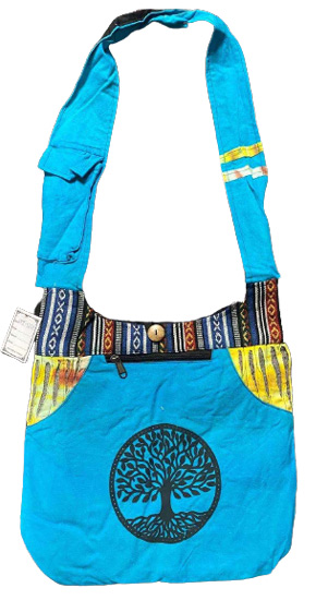 Wholesale Turquoise Front ZIPPER Pocket Tree Of Life Hobo Bag