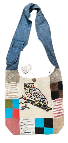 Hand Painted Owl patchwork hobo BAGS