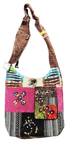 Hand painted large front pocket patchwork hobo BAGS