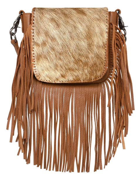 Montana West Genuine LEATHER Hair-On Collection Fringe Crossbody