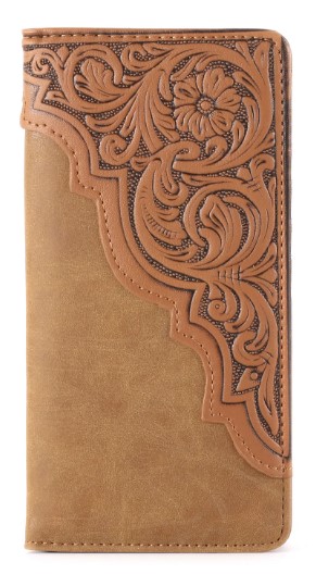 Embossed Floral Men's Bifold Long PU LEATHER WALLET