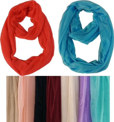 Wholesale Light Weight Infinity SCARVES Solid Bright Colors