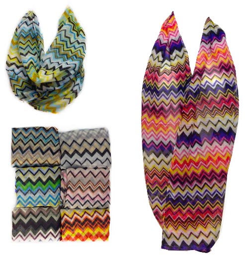 Wholesale Infinity Circle Scarves Chevron Zig Zag Quad-color