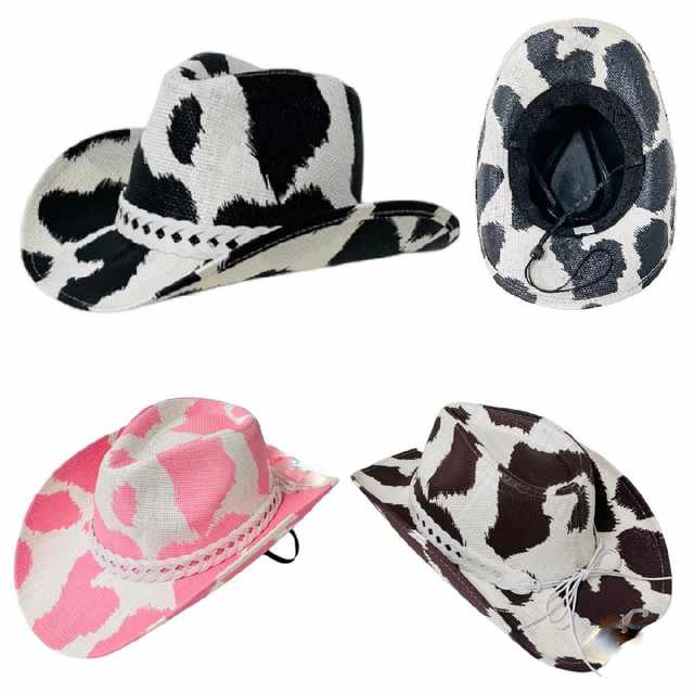 Painted Cowboy HAT Cow Print with Braided Band