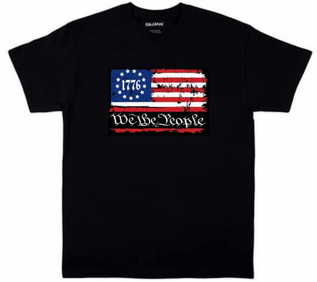 Wholesale 1776 USA FLAG We The People T-shirt Black Color XXXL