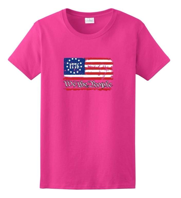 Wholesale 1776 USA Flag We The People T-SHIRT Pink Color