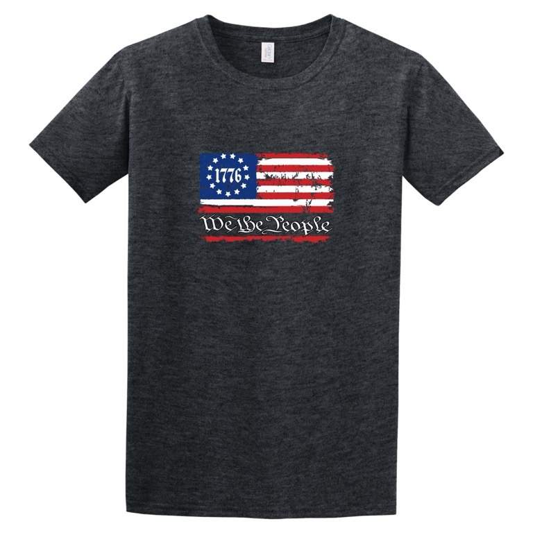 1776 USA FLAG We The People T-shirt Dark Heather Color XXL