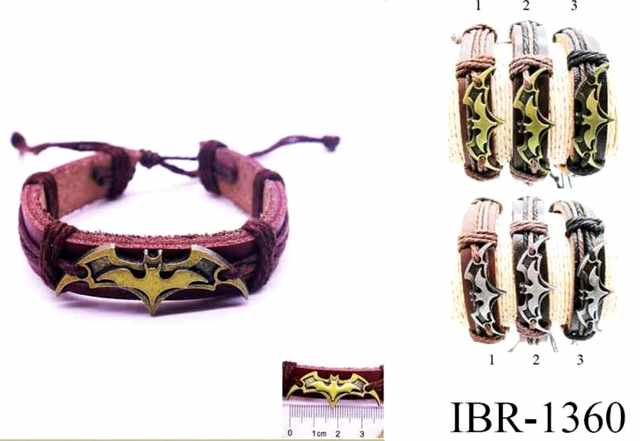 Wholesale Faux Leather Bracelet Bat