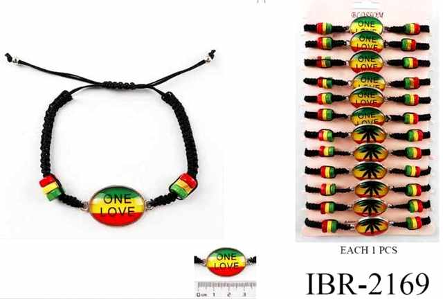 Wholesale Rasta Color ONE LOVE/Marijuana Bracelet