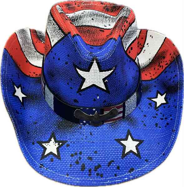 Wholesale USA Flag With metal Eagle front cowboy HATS