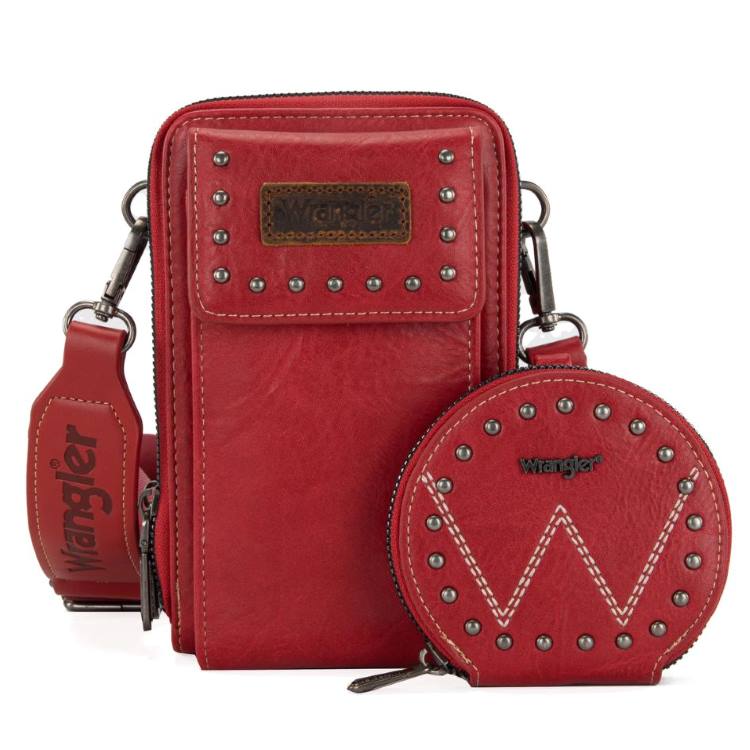 Wrangler Crossbody CELL PHONE Purse With Coin Purse Red