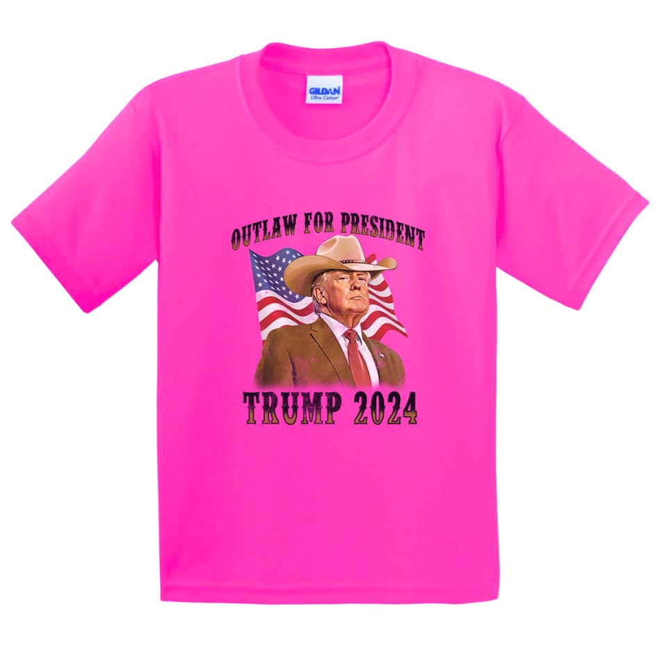 ''Outlaw For President Trump 2024'' Pink T-SHIRTS XXL