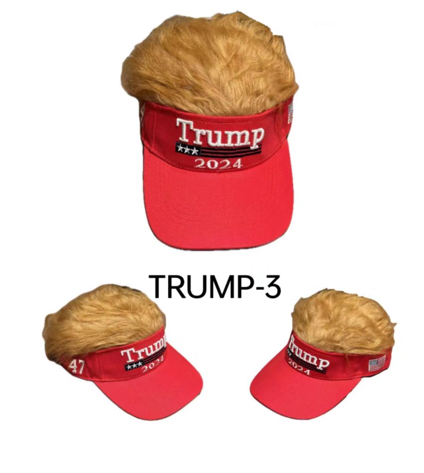 Wholesale Visor TRUMP 2024 with Fake HAIR Red