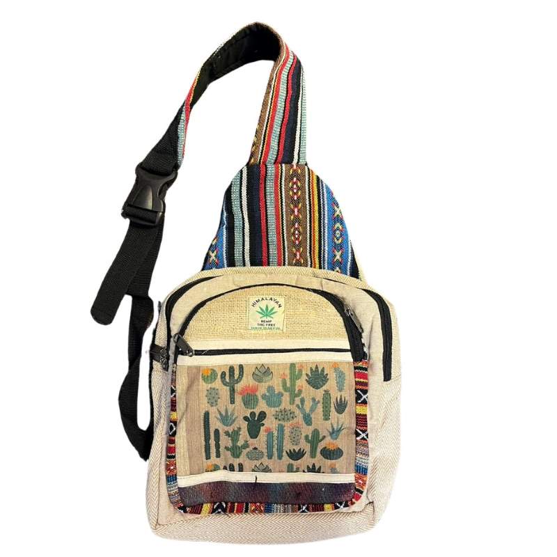 Wholesale Nepal Handmade Crossbody BACKPACK Printed Cactus