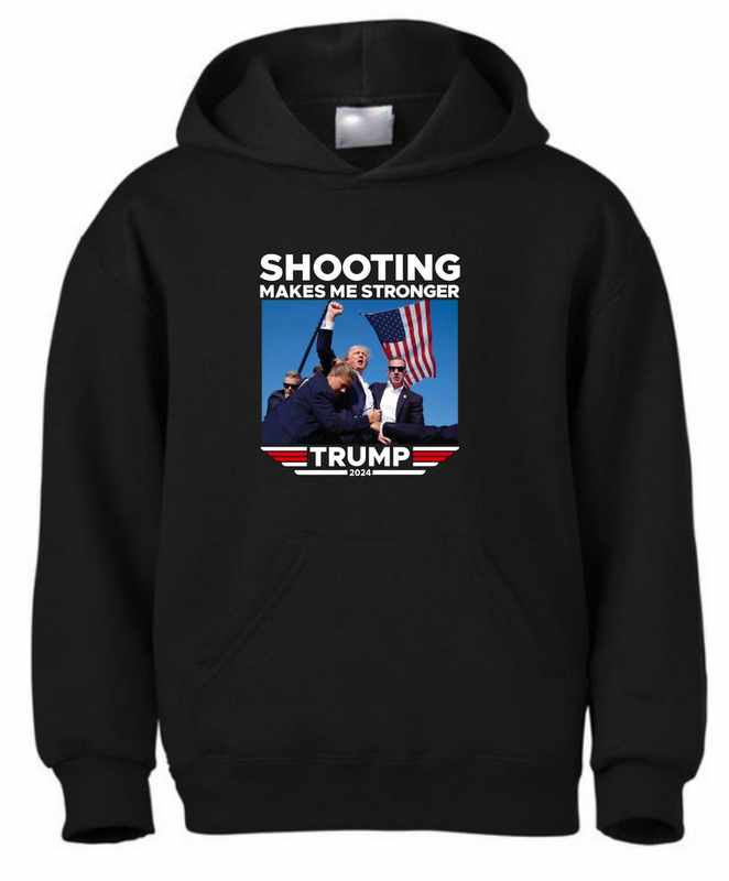 Wholesale Shooting Makes Me Stronger Trump 2024 Black HOODY XXL