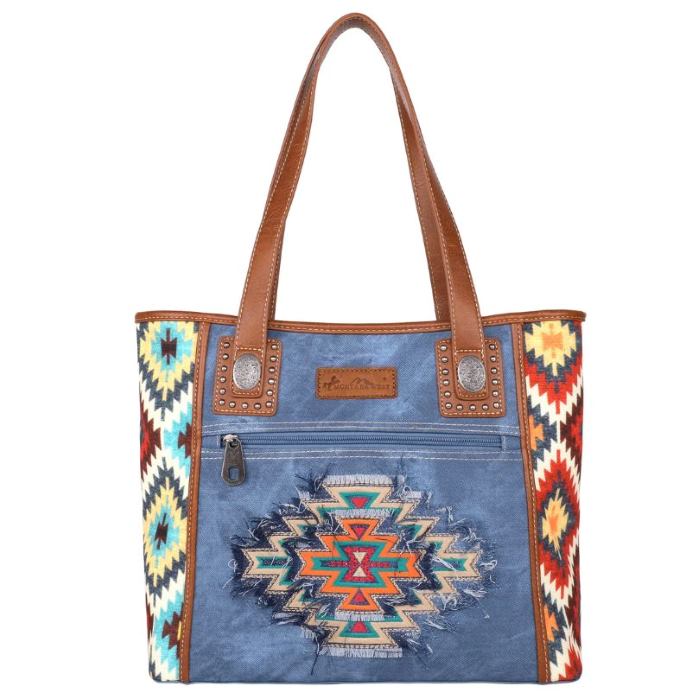 Montana West Aztec Jean DENIM Collection Concealed Carry Tote