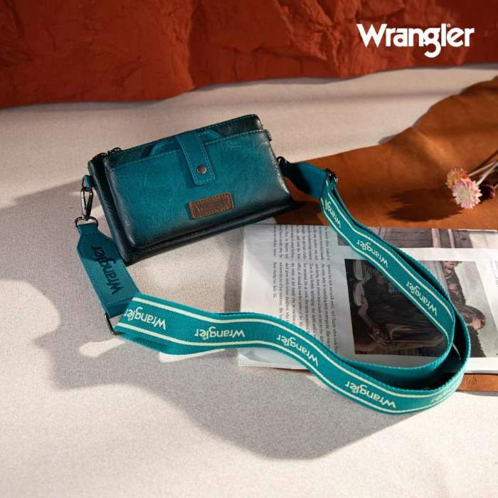 Wrangler Dual ZIPPER Compartment Crossbody Bag - Turquoise