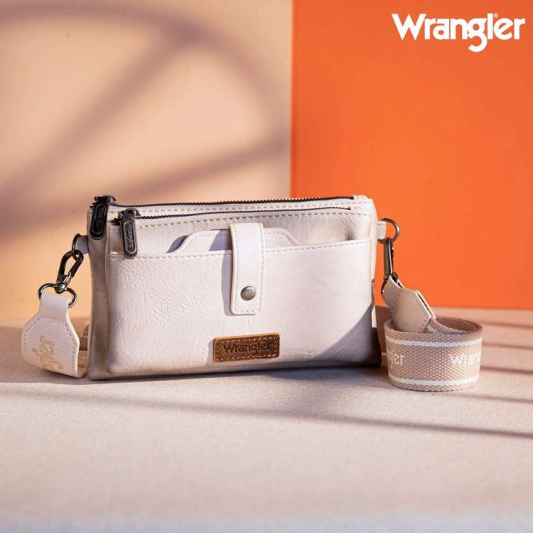 Wrangler Dual ZIPPER Compartment Crossbody Bag - Tan