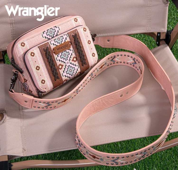 Wrangler Aztec Printed Crossbody Purse With WALLET Compartment