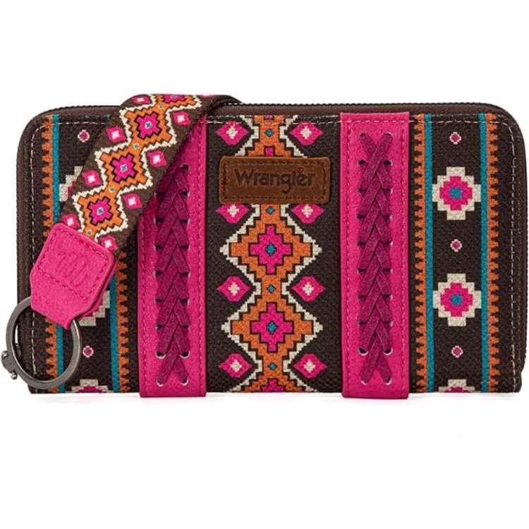 Wrangler Southwestern Art Print WALLET - Hot Pink