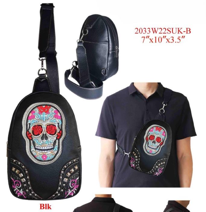 Wholesale Western Style Crossbody Backpack Sugar SKULL Design