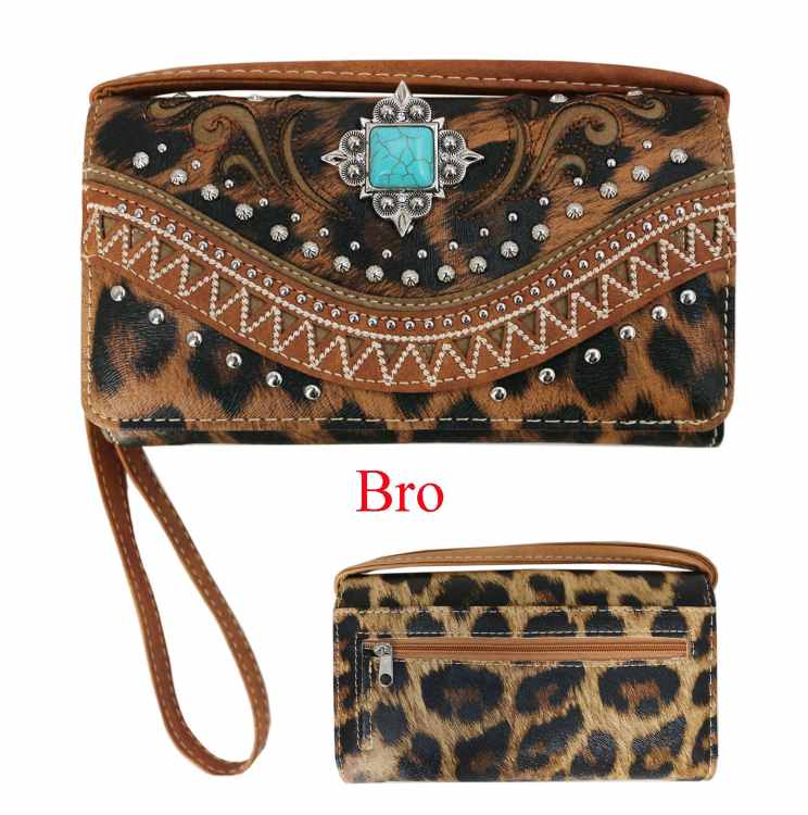 Wholesale Snow Leopard Prints WALLET Purse Brown