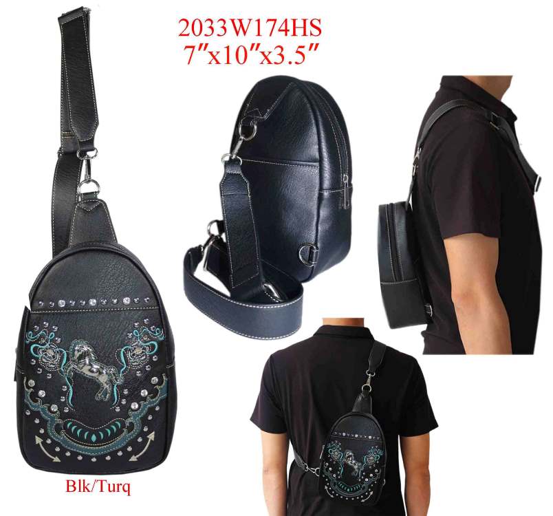 Wholesale Zelris Floral Horse Western Crossbody Backpack Black Tu