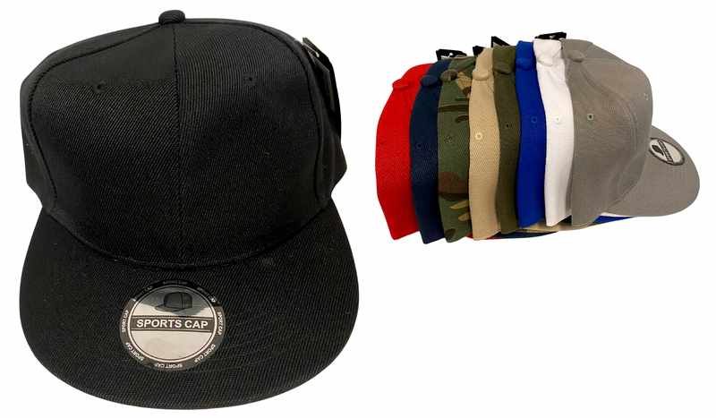 Wholesale Blank Solid Color Snap Back Flat Bill