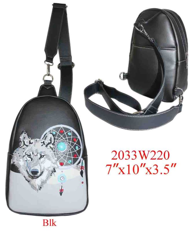 Wholesale Cross body backpack Wolf Dream Catcher Design Black