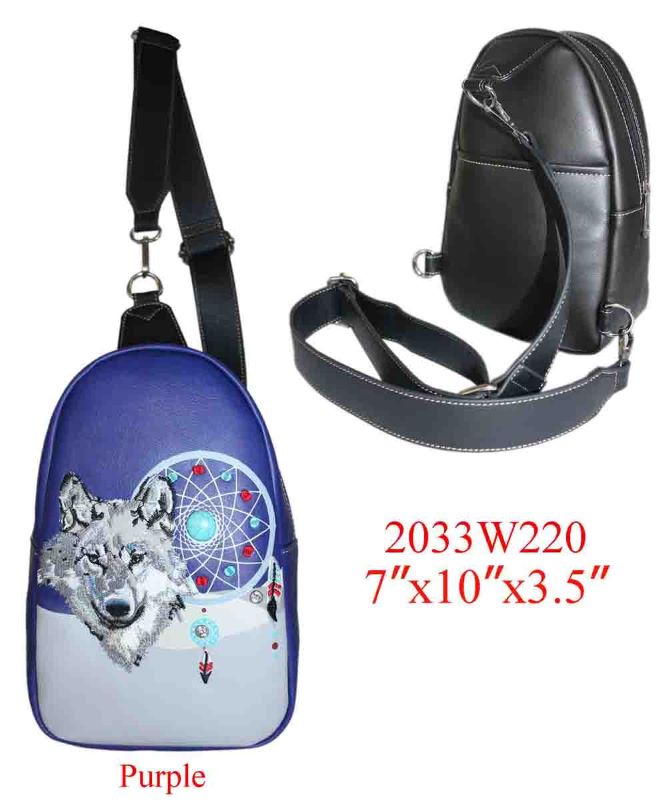 Wholesale Cross body backpack Wolf DREAM CATCHER Design Purple