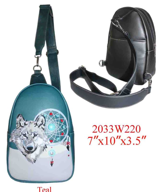 Wholesale Cross body backpack Wolf DREAM CATCHER Design Teal