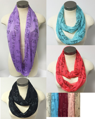 Wholesale Light Weight Infinity Solid Color Butterfly SCARVES