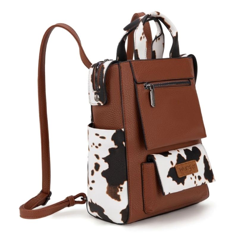 Wrangler Cow Print Tote/Shoulder Bag Convertible BACKPACK - Brown