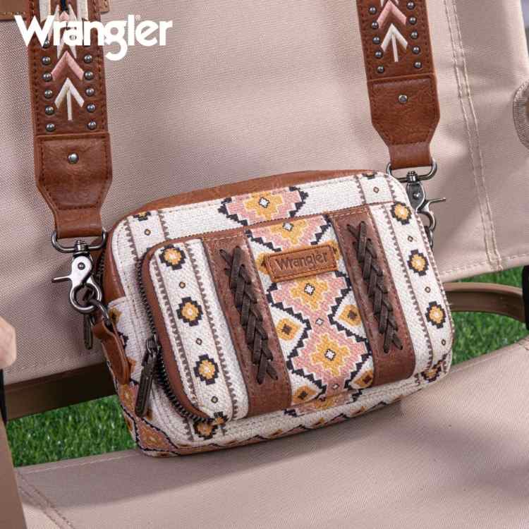 Wrangler Aztec Printed Crossbody Purse With WALLET Compartment