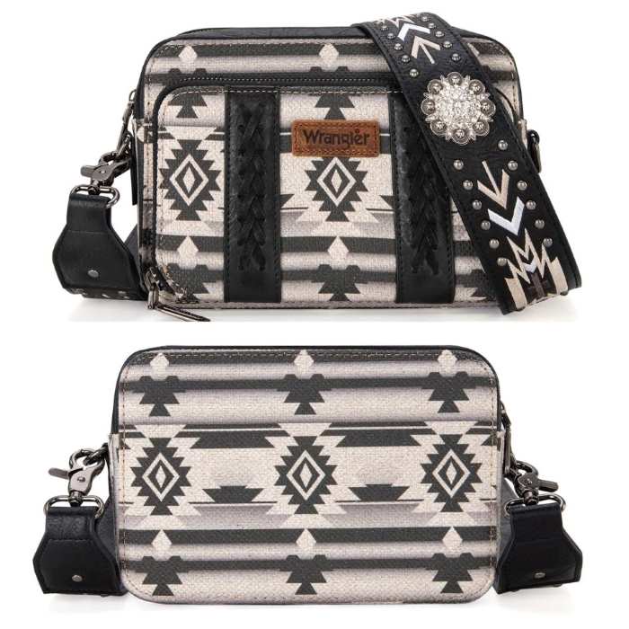 Wrangler Aztec Printed Crossbody Purse With WALLET Compartment