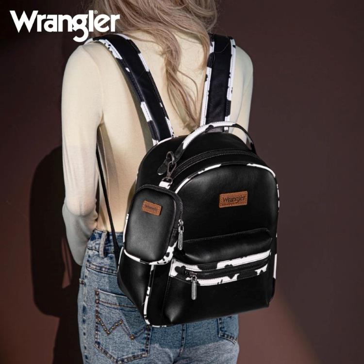 Wrangler Cow Print BACKPACK With Coin Pouch - Black