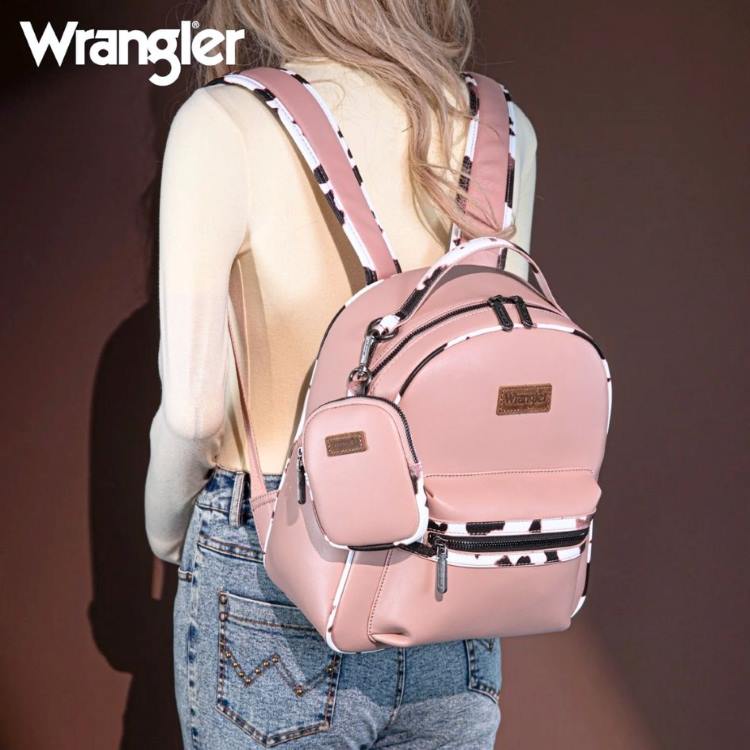 Wrangler Cow Print BACKPACK With Coin Pouch - Pink