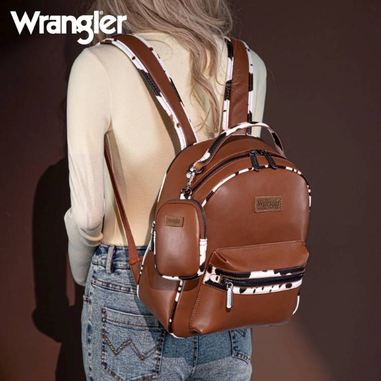 Wrangler Cow Print BACKPACK With Coin Pouch - Brown