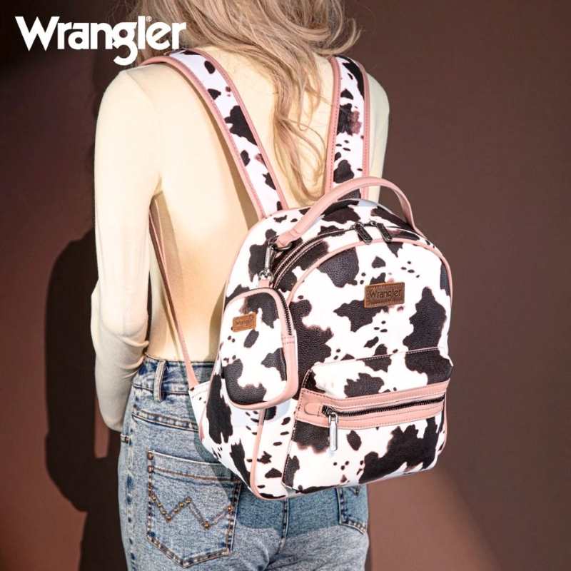 Wrangler Cow Print BACKPACK With Coin Pouch - Pink