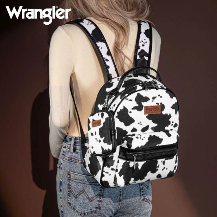 Wrangler Cow Print BACKPACK With Coin Pouch - Black