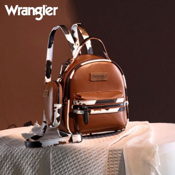 Wrangler Cow Print Mini BACKPACK With Coin Pouch - Brown