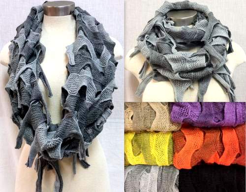 Wholesale Knitted Bi-Color Braid Effects Infinity Circle SCARVES