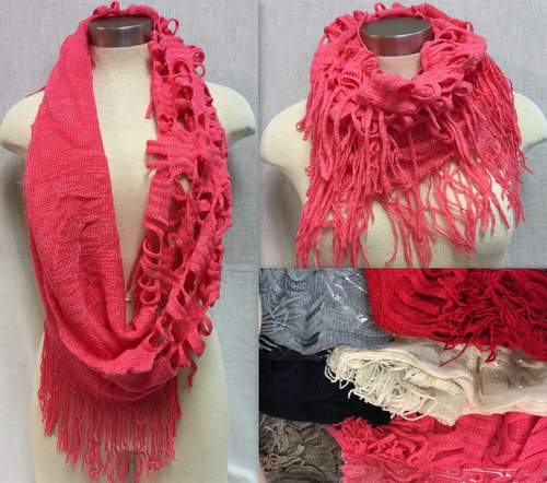 Wholesale Double Textured Infinity Knitted SCARVES Assorted