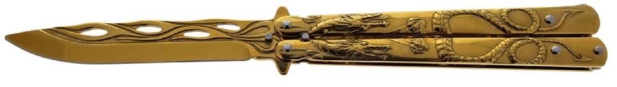 Wholesale Butterfly Knife 3D Flying DRAGON Design Golden