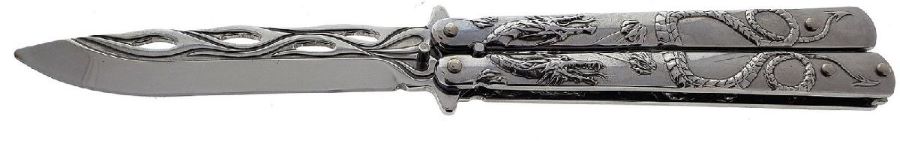 Wholesale Butterfly Knife 3D Flying DRAGON Design Chrome