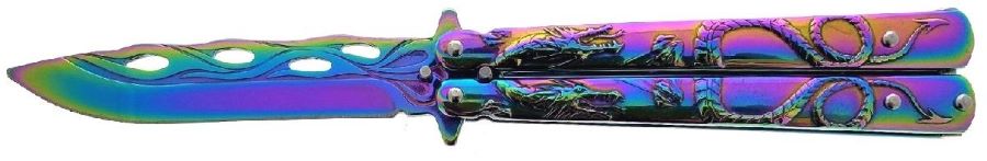 Wholesale Butterfly Knife 3D Flying DRAGON Design Rainbow