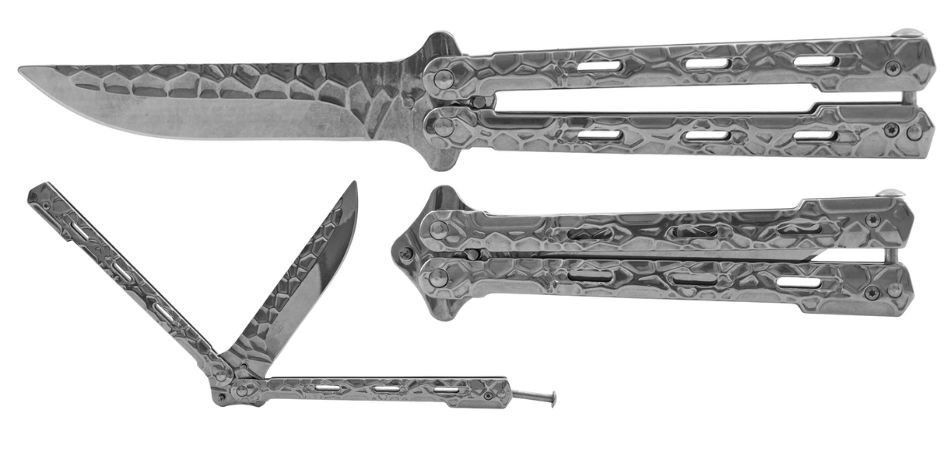 5.25'' Full Stainless Steel Sharpened Butterfly POCKET KNIFE Chrom