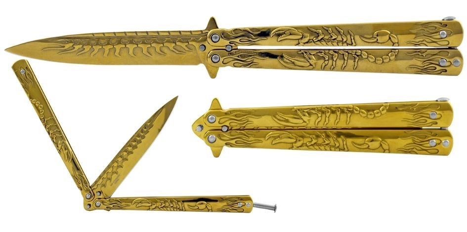 5.25'' Heavy Duty Scorpion Stainless Steel Butterfly POCKET KNIFE