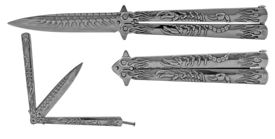 5.25'' Heavy Duty Scorpion Stainless Steel Butterfly POCKET KNIFE