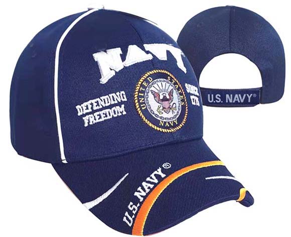 Official US Navy Licensed NAVY & Navy Emblem Defend Freedom CAP